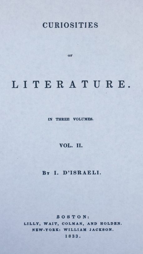 Title Page of 'Curiosities of Literature' by Isaac D’Israeli