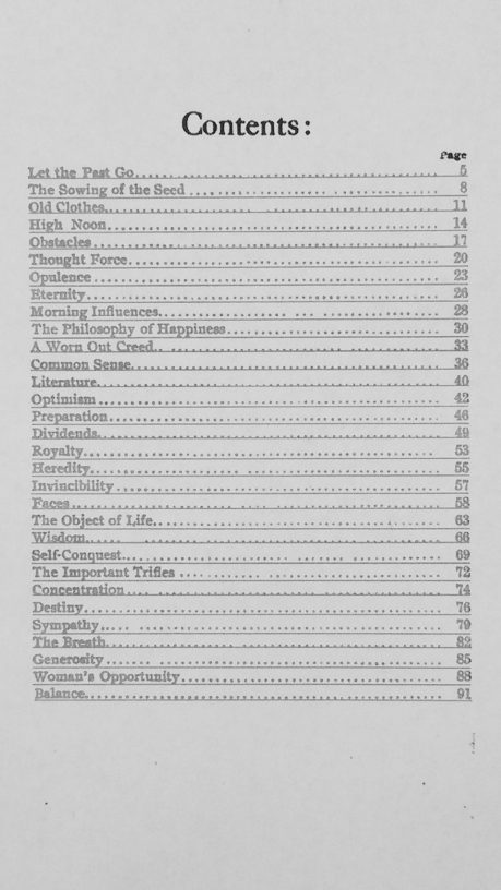 'The Heart of the New Thought' Table of Contents