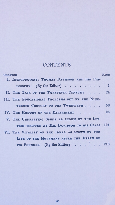 'The Education of the Wage-Earners' Table of Contents